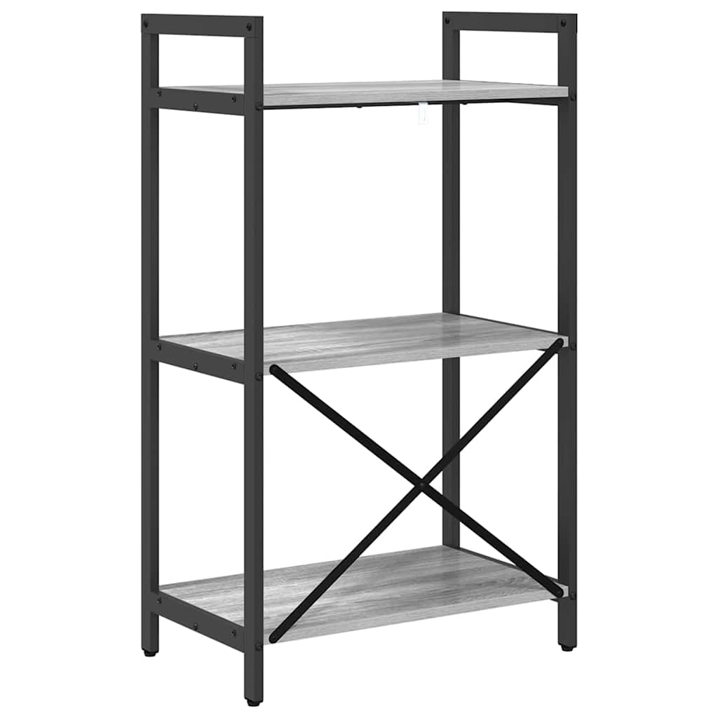 Bookshelf 3-Tier 56 x 34 x 96 cm Engineered Wood Grey Sonoma