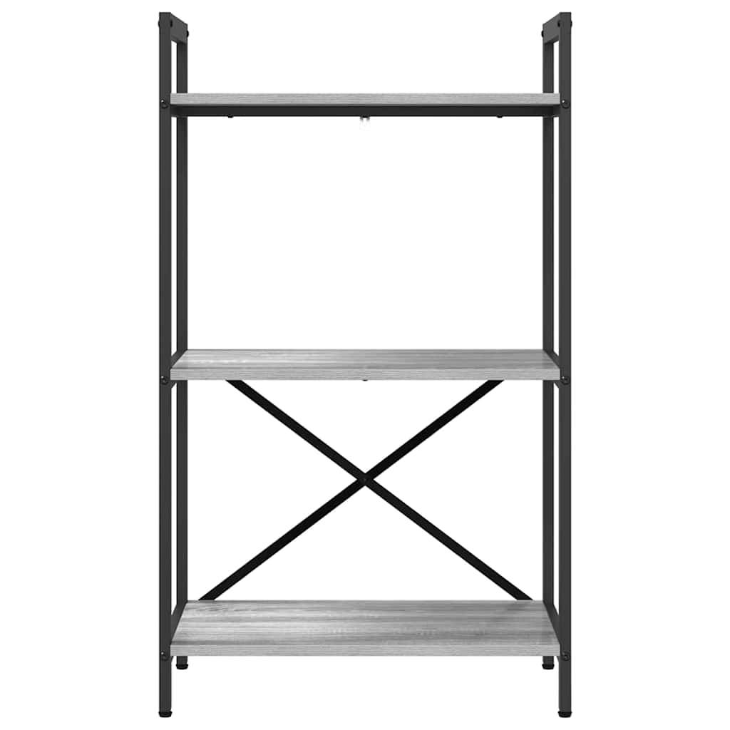 Bookshelf 3-Tier 56 x 34 x 96 cm Engineered Wood Grey Sonoma