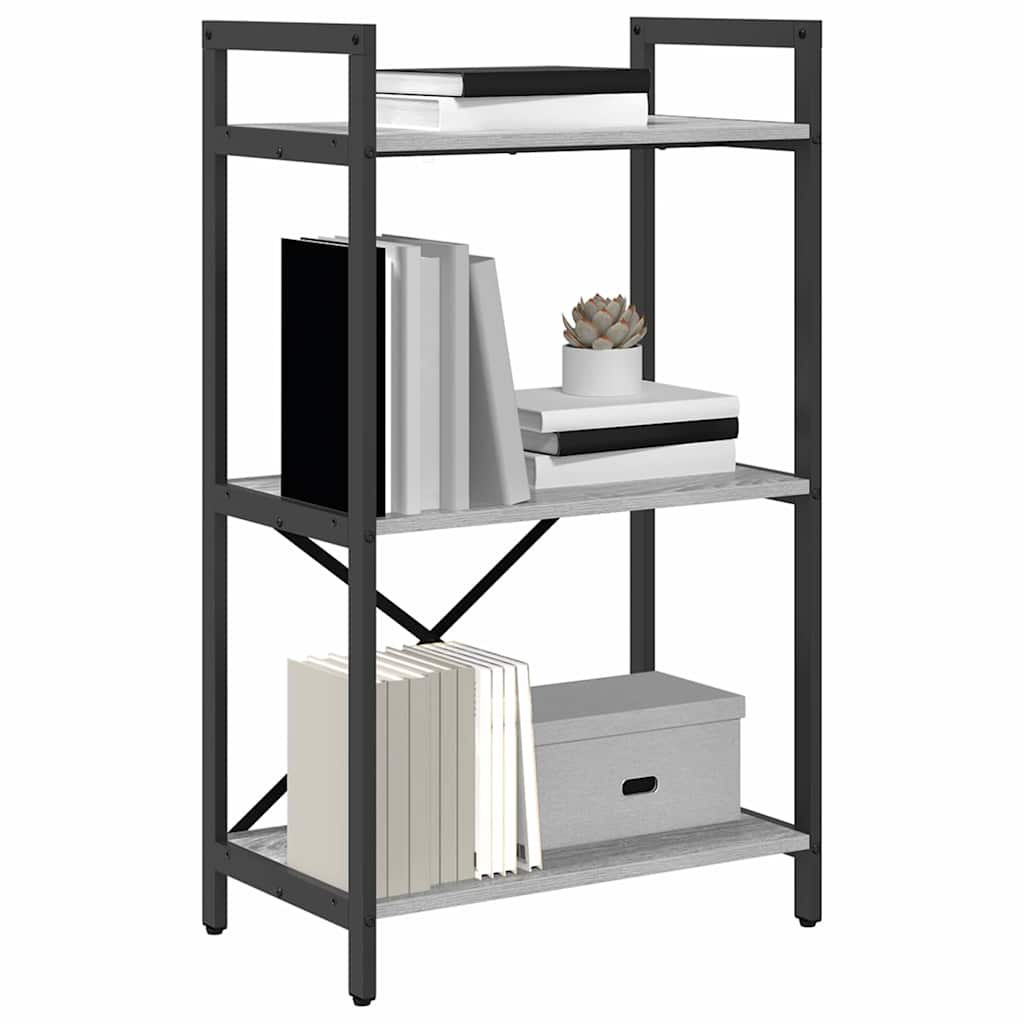Bookshelf 3-Tier 56 x 34 x 96 cm Engineered Wood Grey Sonoma