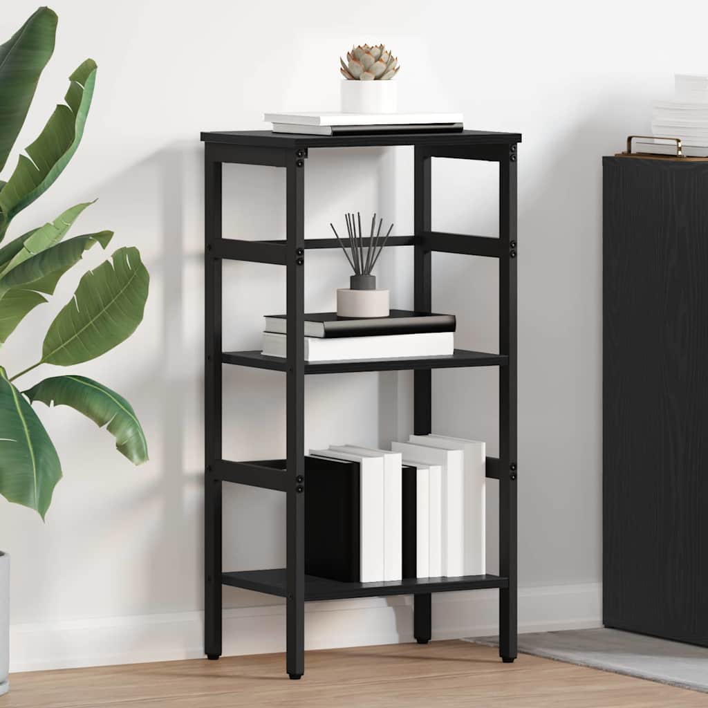 Bookshelf 2-Tier 40 x 29.5 x 81 cm Engineered Wood Black Oak