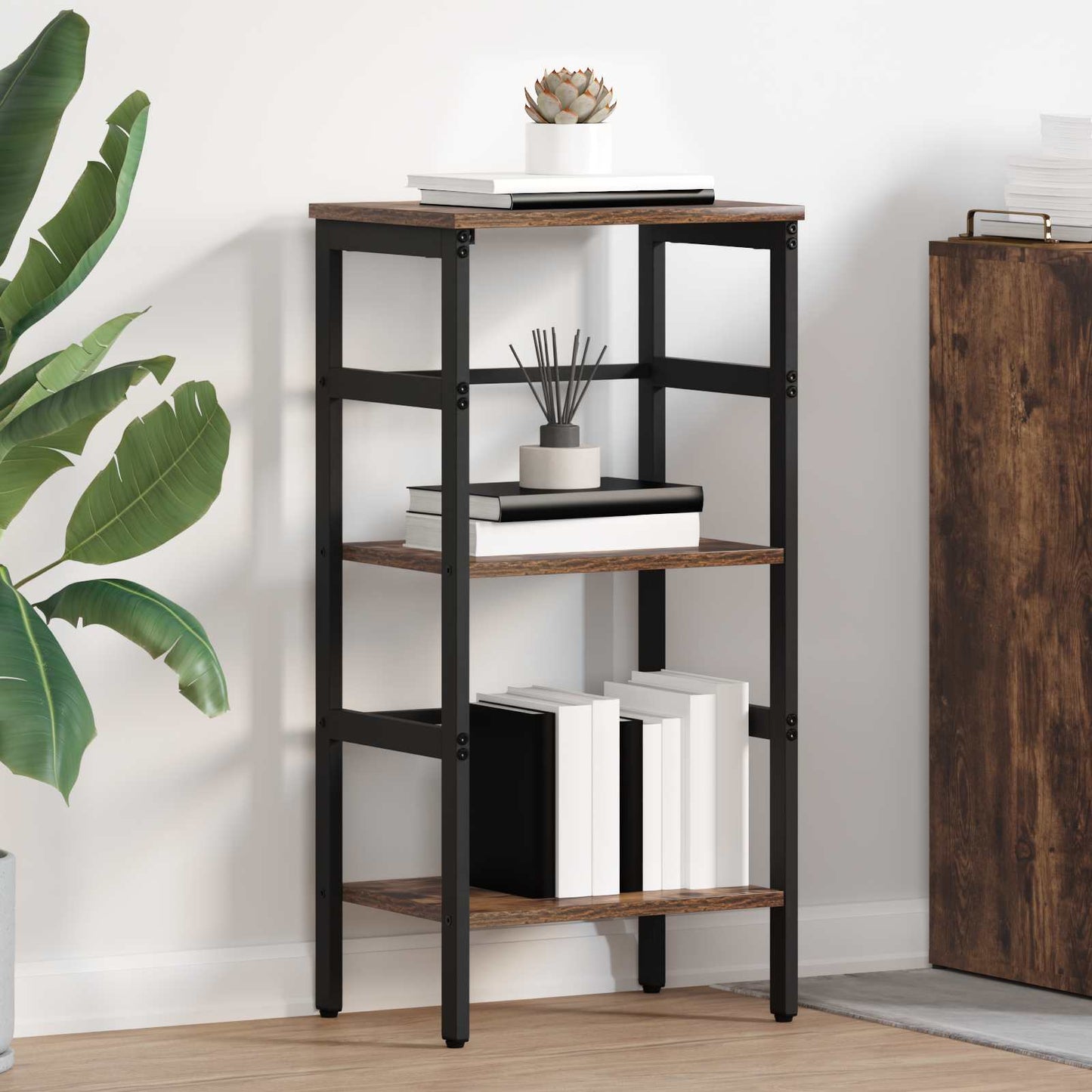 Bookshelf 2-Tier 40 x 29.5 x 81 cm Engineered Wood Smoked Oak