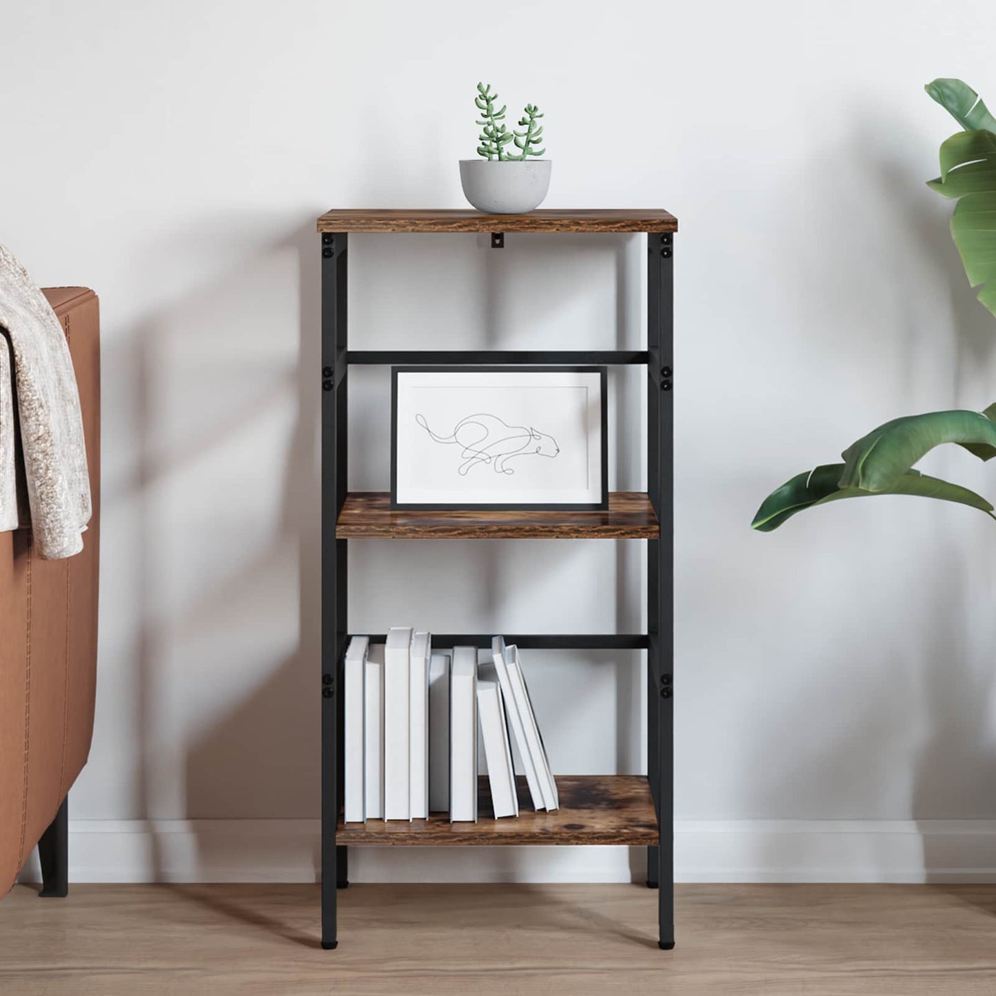 Bookshelf 2-Tier 40 x 29.5 x 81 cm Engineered Wood Smoked Oak