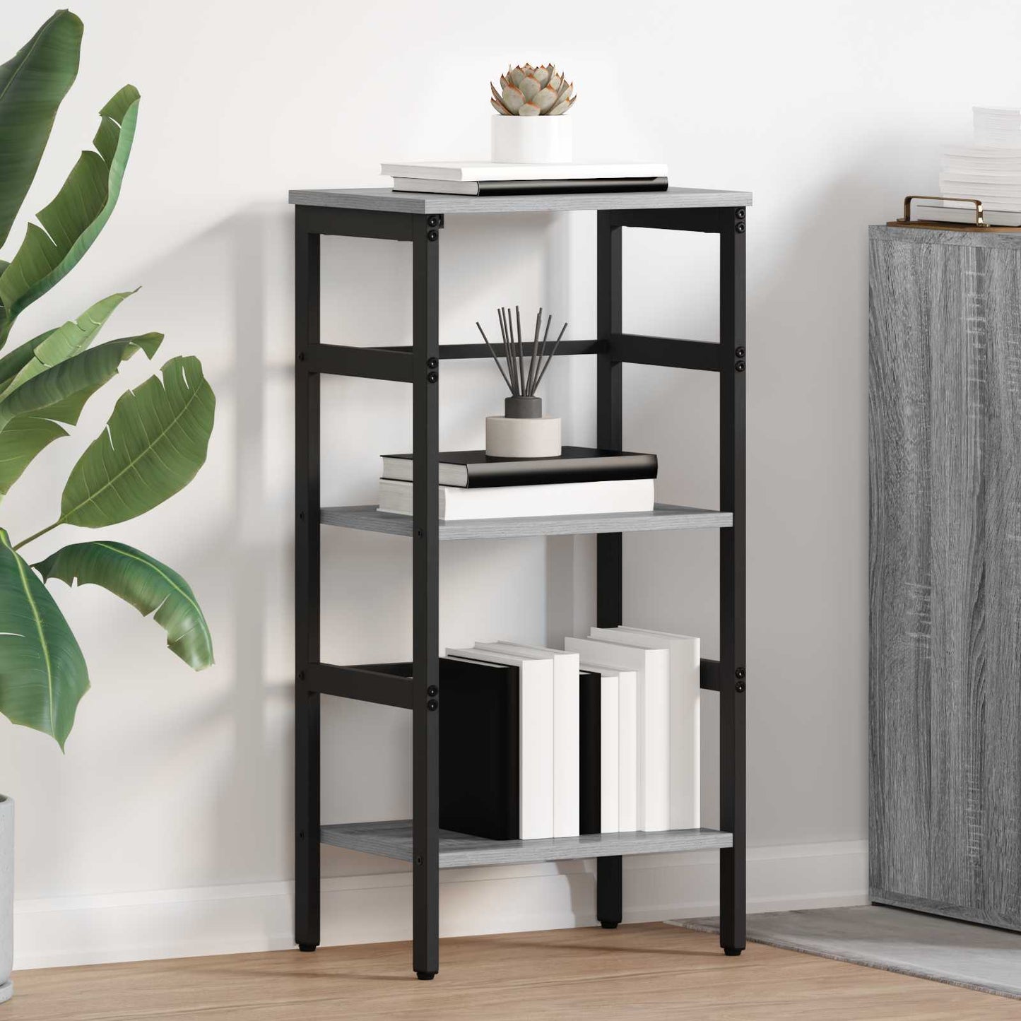 Bookshelf 2-Tier 40 x 29.5 x 81 cm Engineered Wood Grey Sonoma