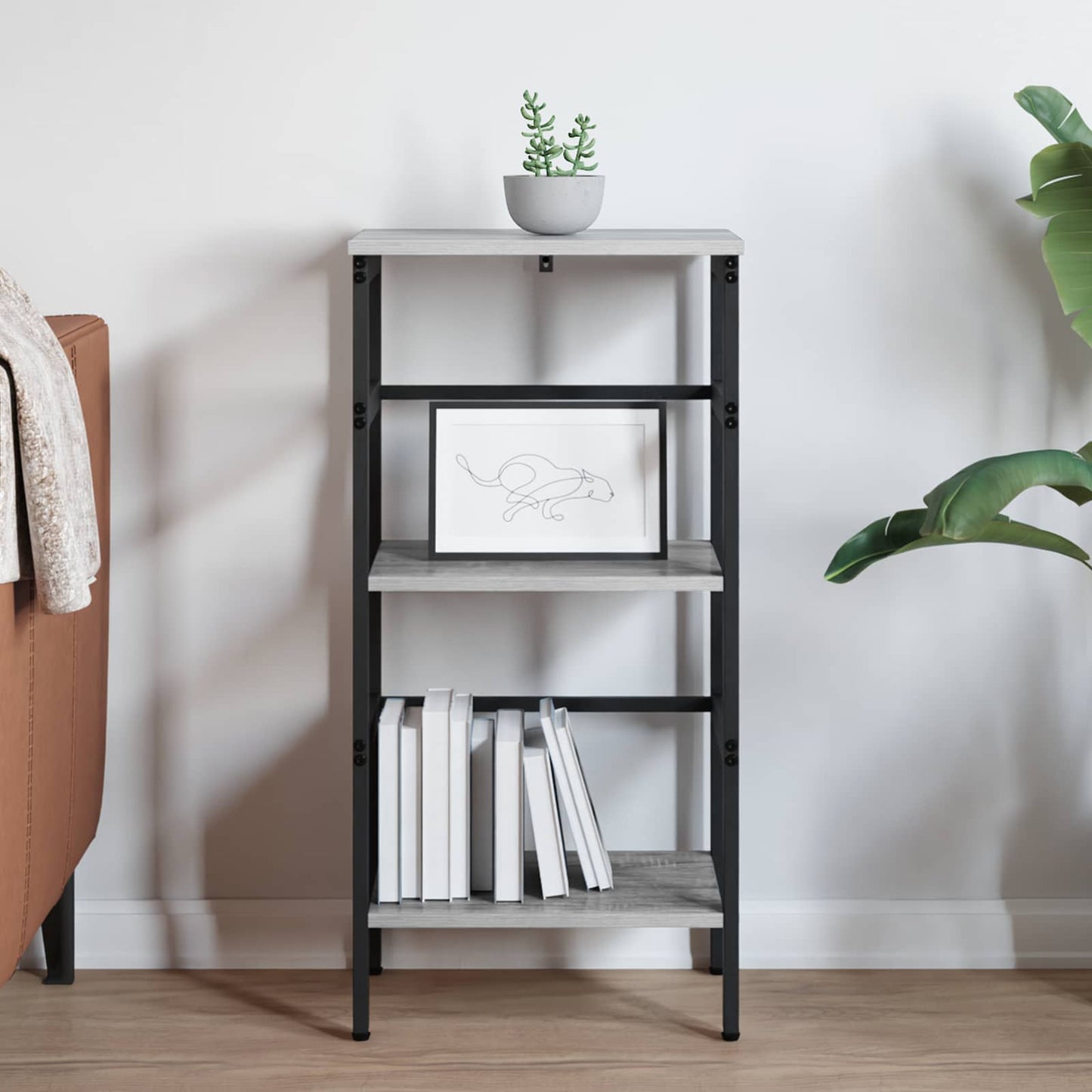 Bookshelf 2-Tier 40 x 29.5 x 81 cm Engineered Wood Grey Sonoma