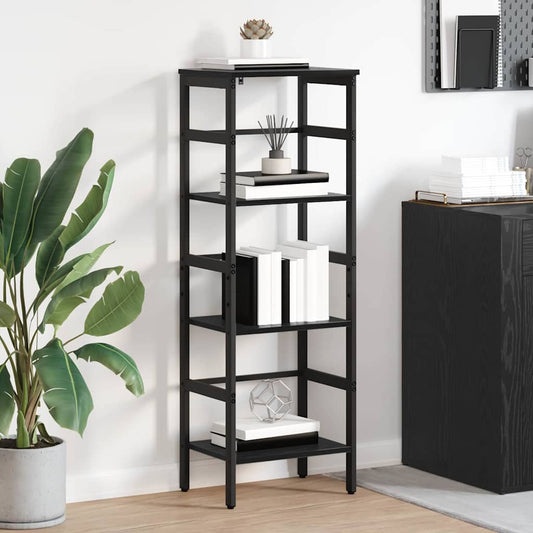 Bookshelf 3-Tier 40 x 29.5 x 115 cm Engineered Wood Black Oak