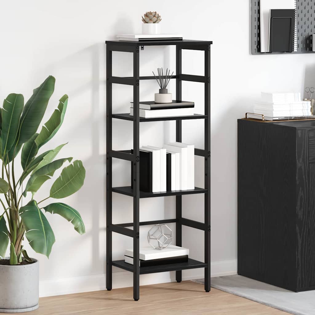 Bookshelf 3-Tier 40 x 29.5 x 115 cm Engineered Wood Black Oak