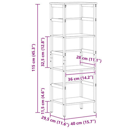 Bookshelf Old Wood 40 x 29.5 x 115 cm Engineered Wood
