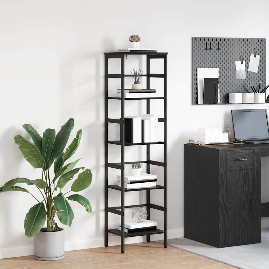 Bookshelf 4-Tier 40 x 29.5 x 149 cm Engineered Wood Black Oak