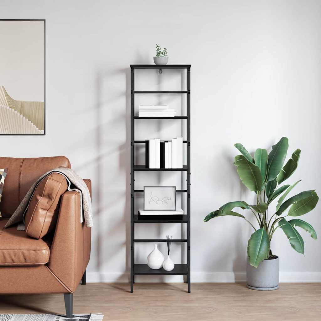Bookshelf 4-Tier 40 x 29.5 x 149 cm Engineered Wood Black Oak