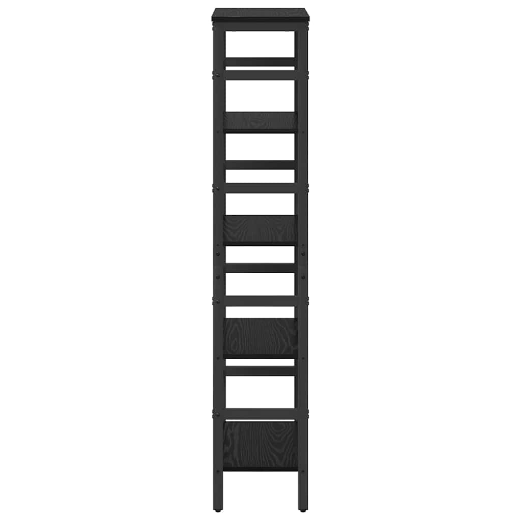 Bookshelf 4-Tier 40 x 29.5 x 149 cm Engineered Wood Black Oak