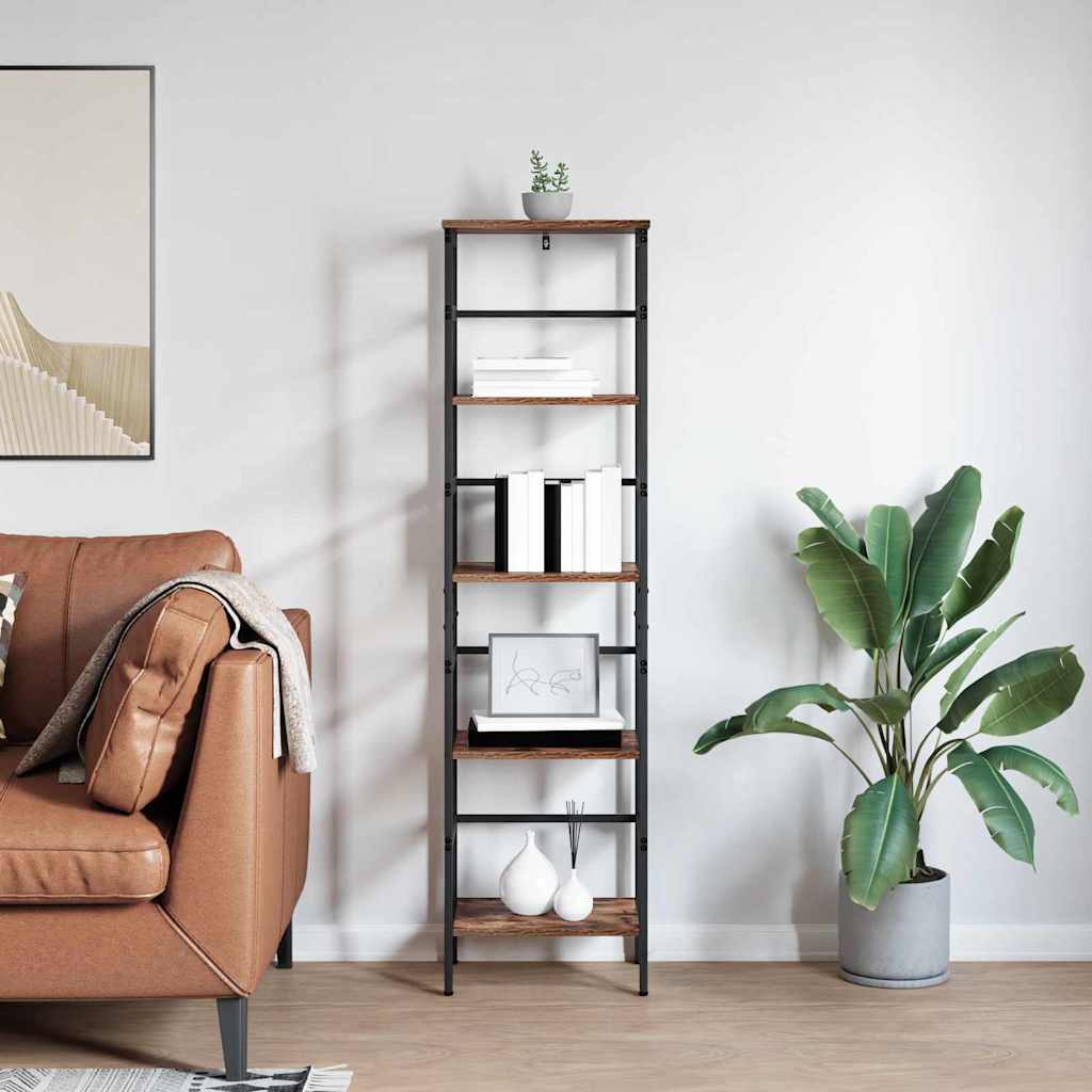 Bookshelf 4-Tier 40 x 29.5 x 149 cm Engineered Wood Smoked Oak