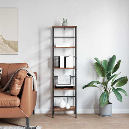 Bookshelf 4-Tier 40 x 29.5 x 149 cm Engineered Wood Smoked Oak