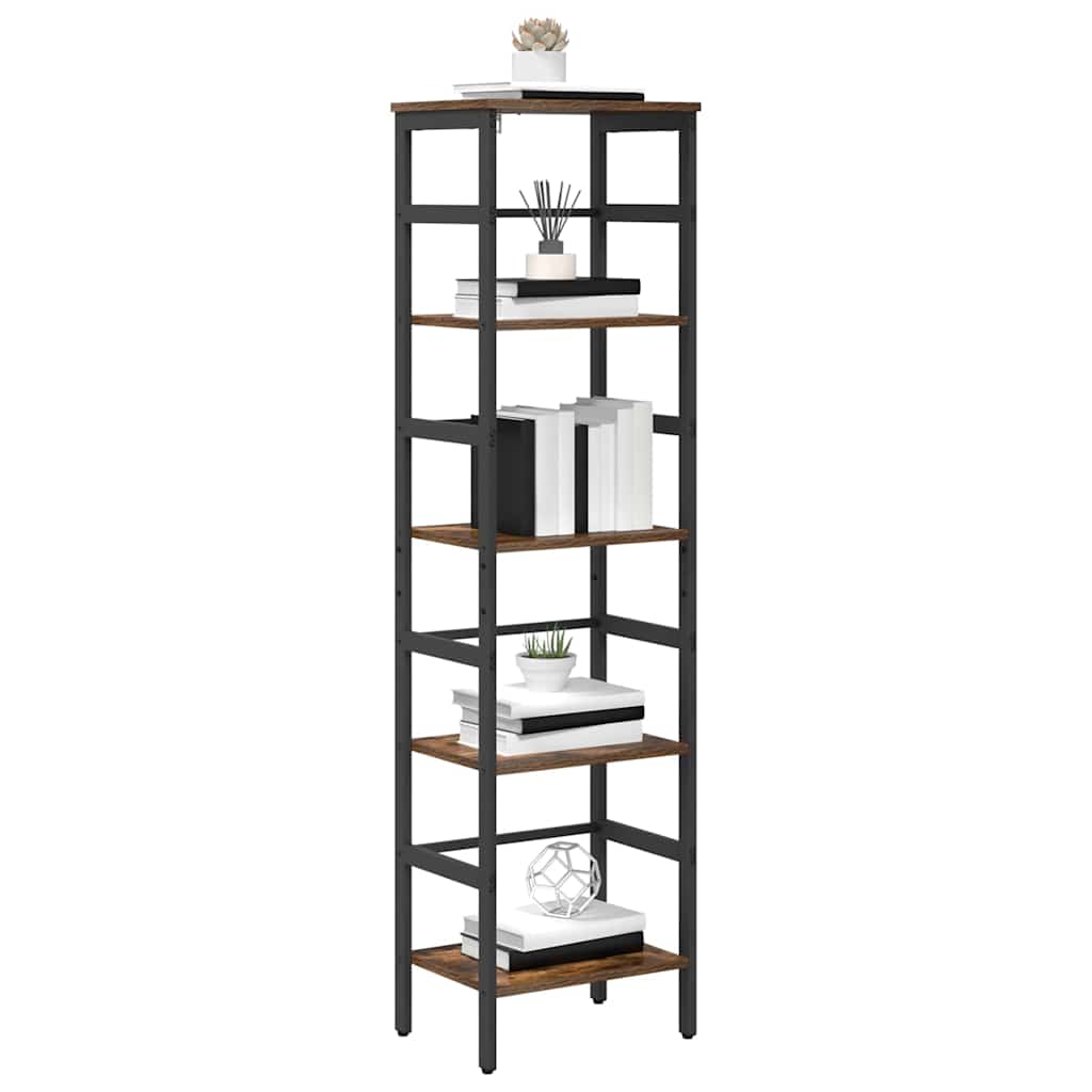 Bookshelf 4-Tier 40 x 29.5 x 149 cm Engineered Wood Smoked Oak