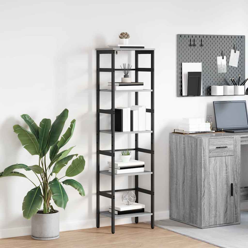 Bookshelf 4-Tier 40 x 29.5 x 149 cm Engineered Wood Grey Sonoma