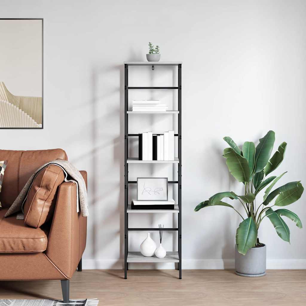 Bookshelf 4-Tier 40 x 29.5 x 149 cm Engineered Wood Grey Sonoma