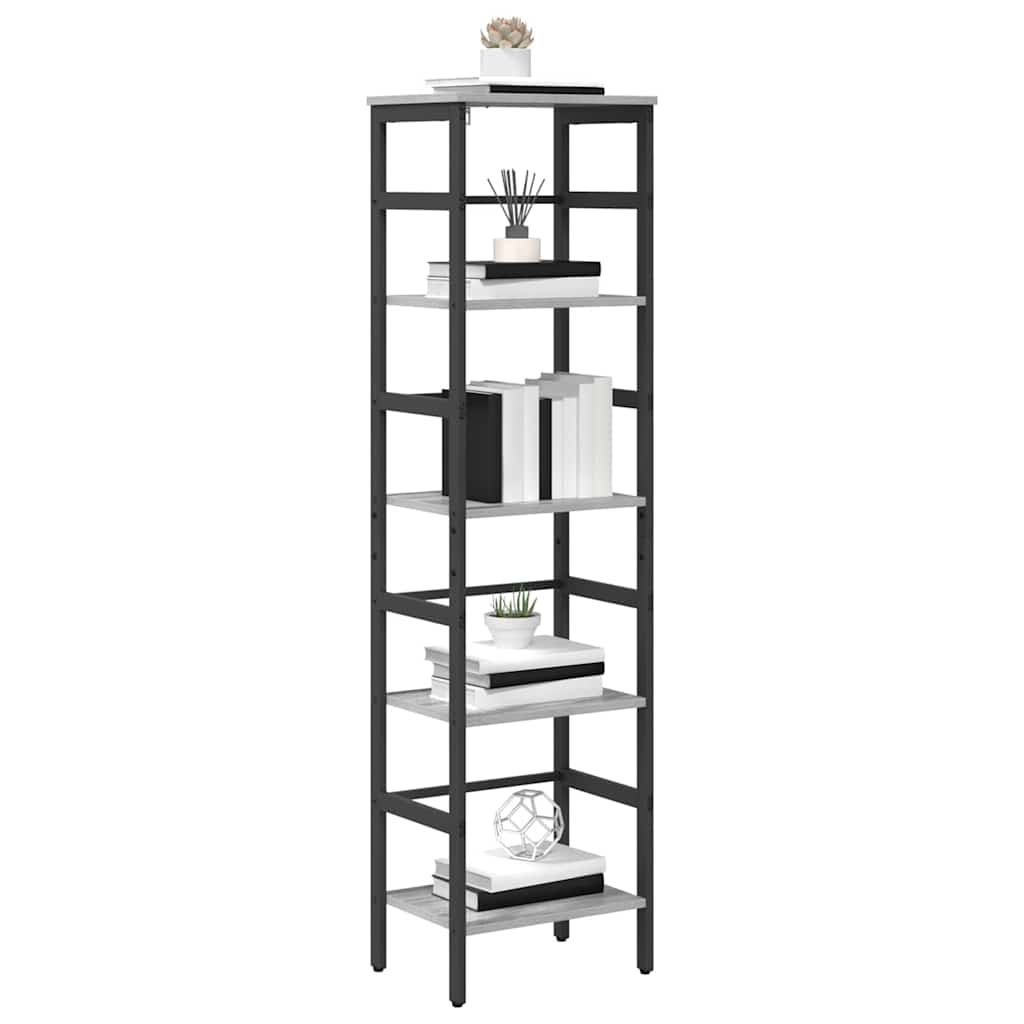 Bookshelf 4-Tier 40 x 29.5 x 149 cm Engineered Wood Grey Sonoma