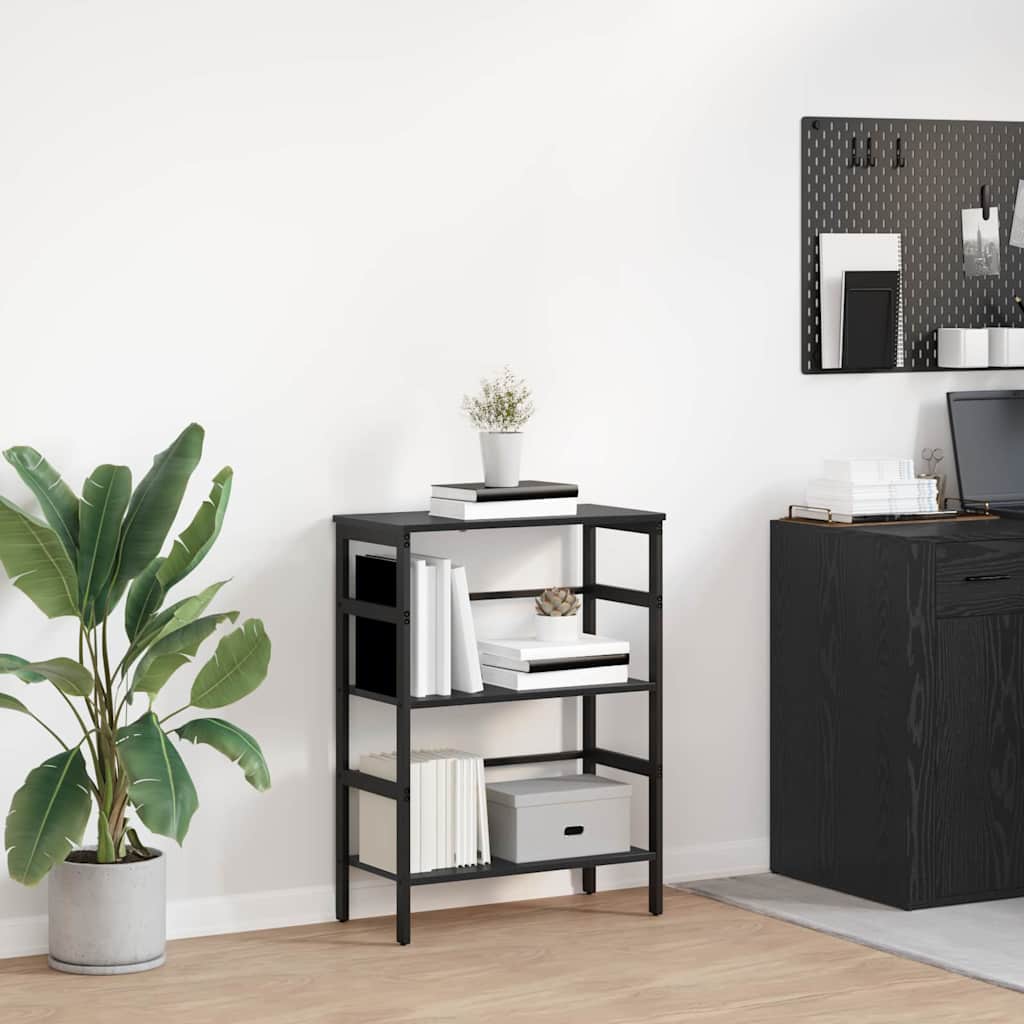 Bookshelf 2-Tier 60 x 29.5 x 81 cm Engineered Wood Black Oak