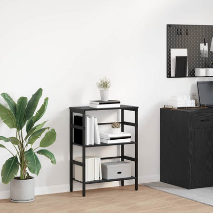 Bookshelf 2-Tier 60 x 29.5 x 81 cm Engineered Wood Black Oak