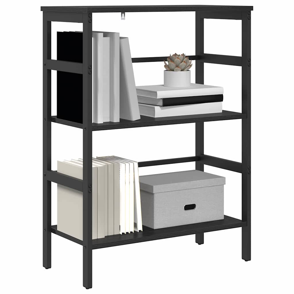 Bookshelf 2-Tier 60 x 29.5 x 81 cm Engineered Wood Black Oak