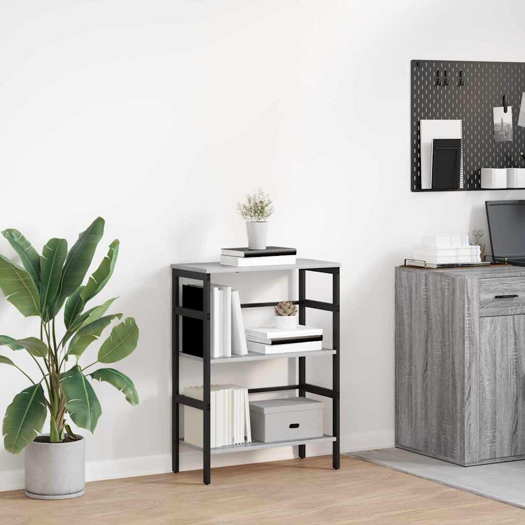 Bookshelf 2-Tier 60 x 29.5 x 81 cm Engineered Wood Grey Sonoma