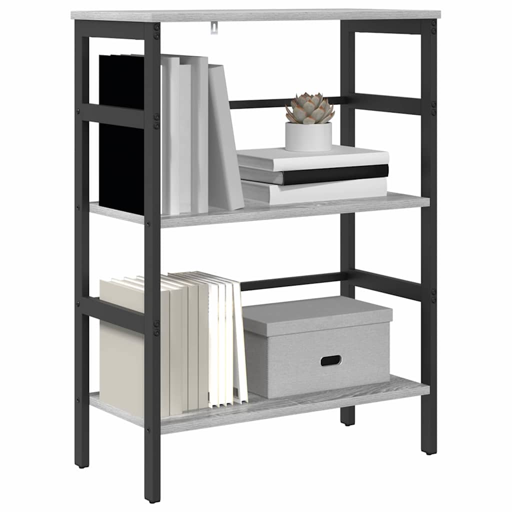 Bookshelf 2-Tier 60 x 29.5 x 81 cm Engineered Wood Grey Sonoma