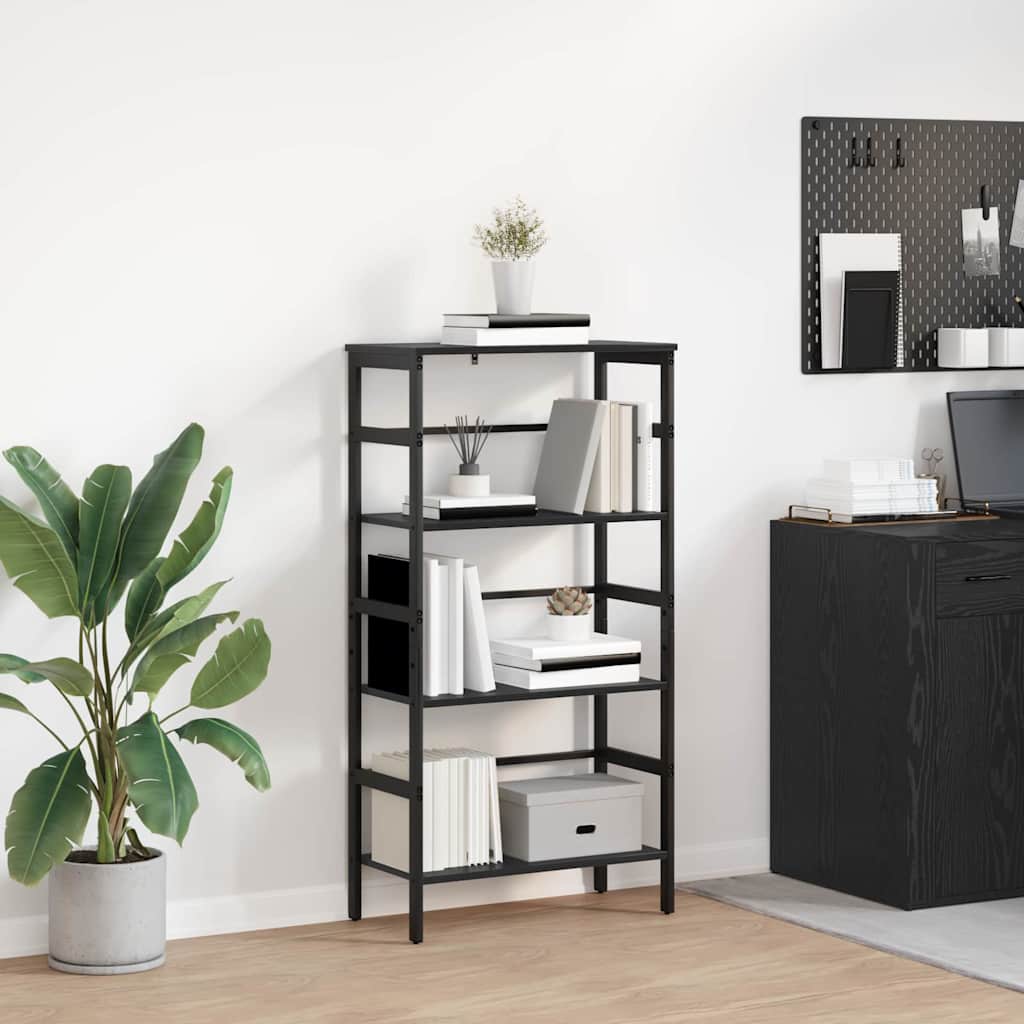 Bookshelf 3-Tier 60 x 29.5 x 115 cm Engineered Wood Black Oak