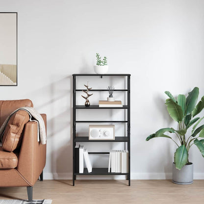 Bookshelf 3-Tier 60 x 29.5 x 115 cm Engineered Wood Black Oak