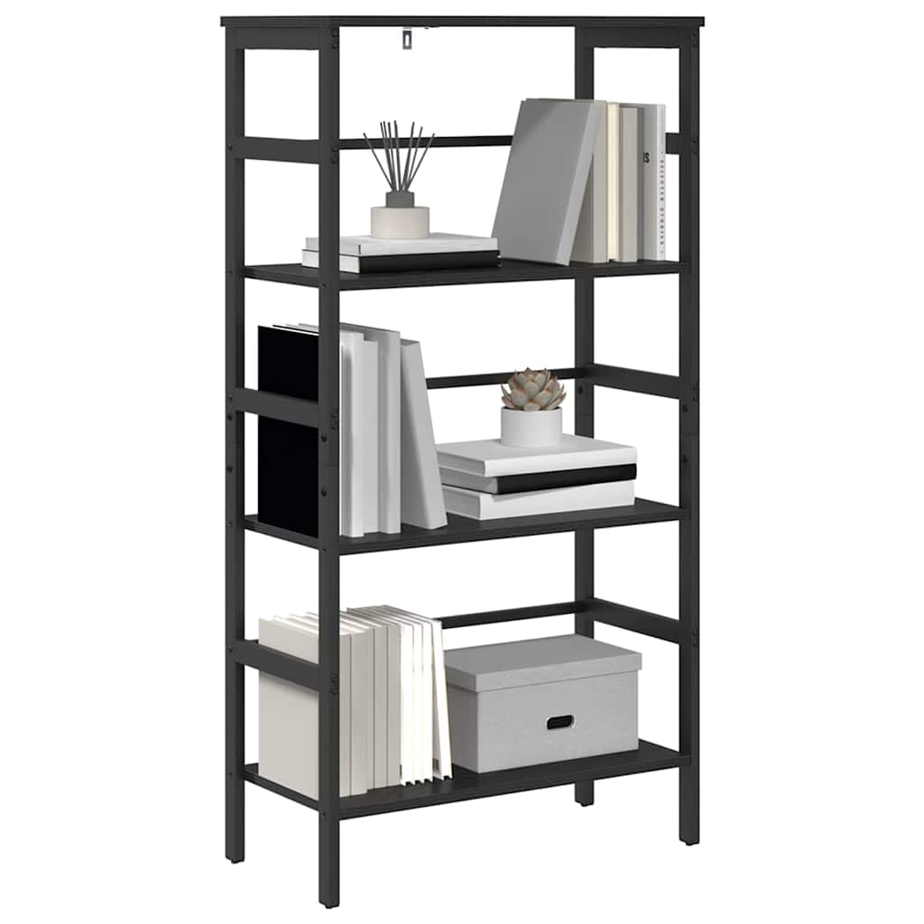 Bookshelf 3-Tier 60 x 29.5 x 115 cm Engineered Wood Black Oak