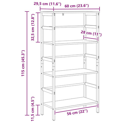 Bookshelf Sonoma Oak 60 x 29.5 x 115 cm Engineered Wood