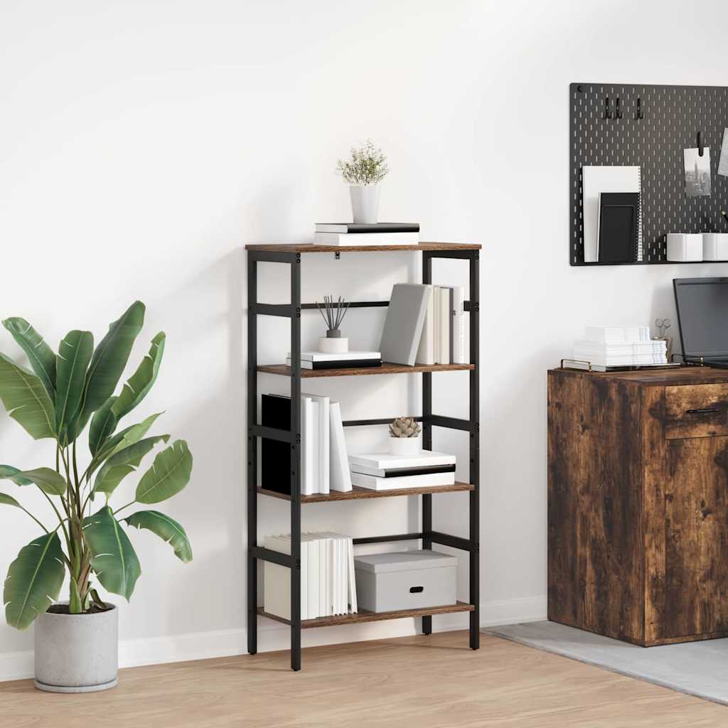 Bookshelf 3-Tier 60 x 29.5 x 115 cm Engineered Wood Smoked Oak