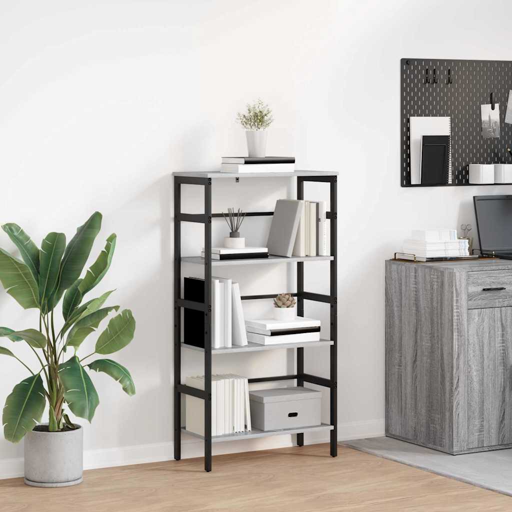 Bookshelf 3-Tier 60 x 29.5 x 115 cm Engineered Wood Grey Sonoma