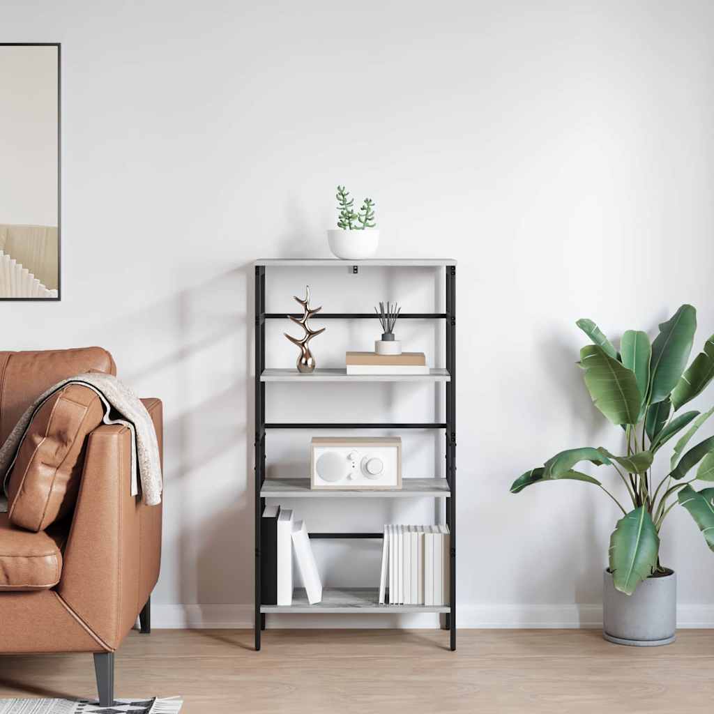 Bookshelf 3-Tier 60 x 29.5 x 115 cm Engineered Wood Grey Sonoma