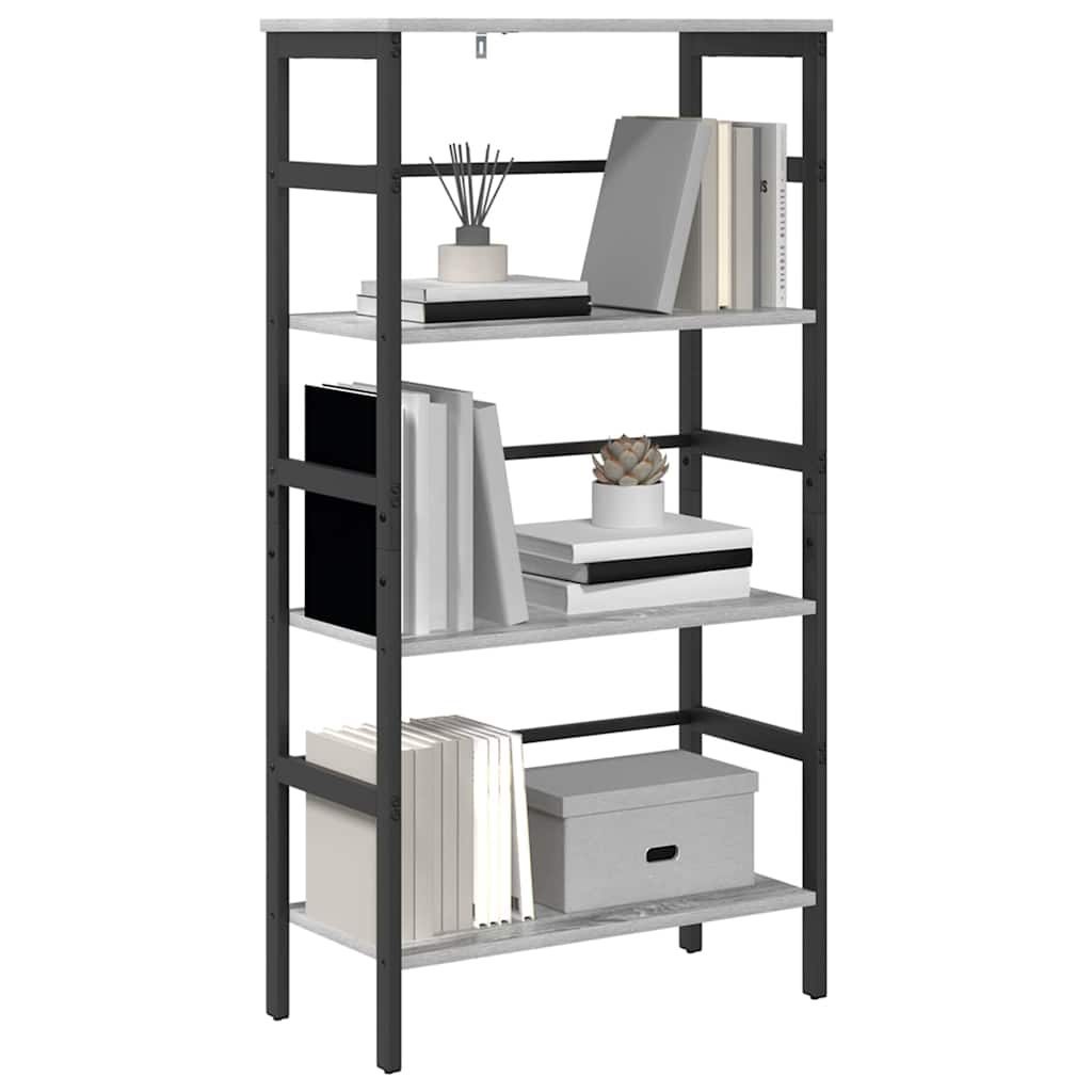 Bookshelf 3-Tier 60 x 29.5 x 115 cm Engineered Wood Grey Sonoma