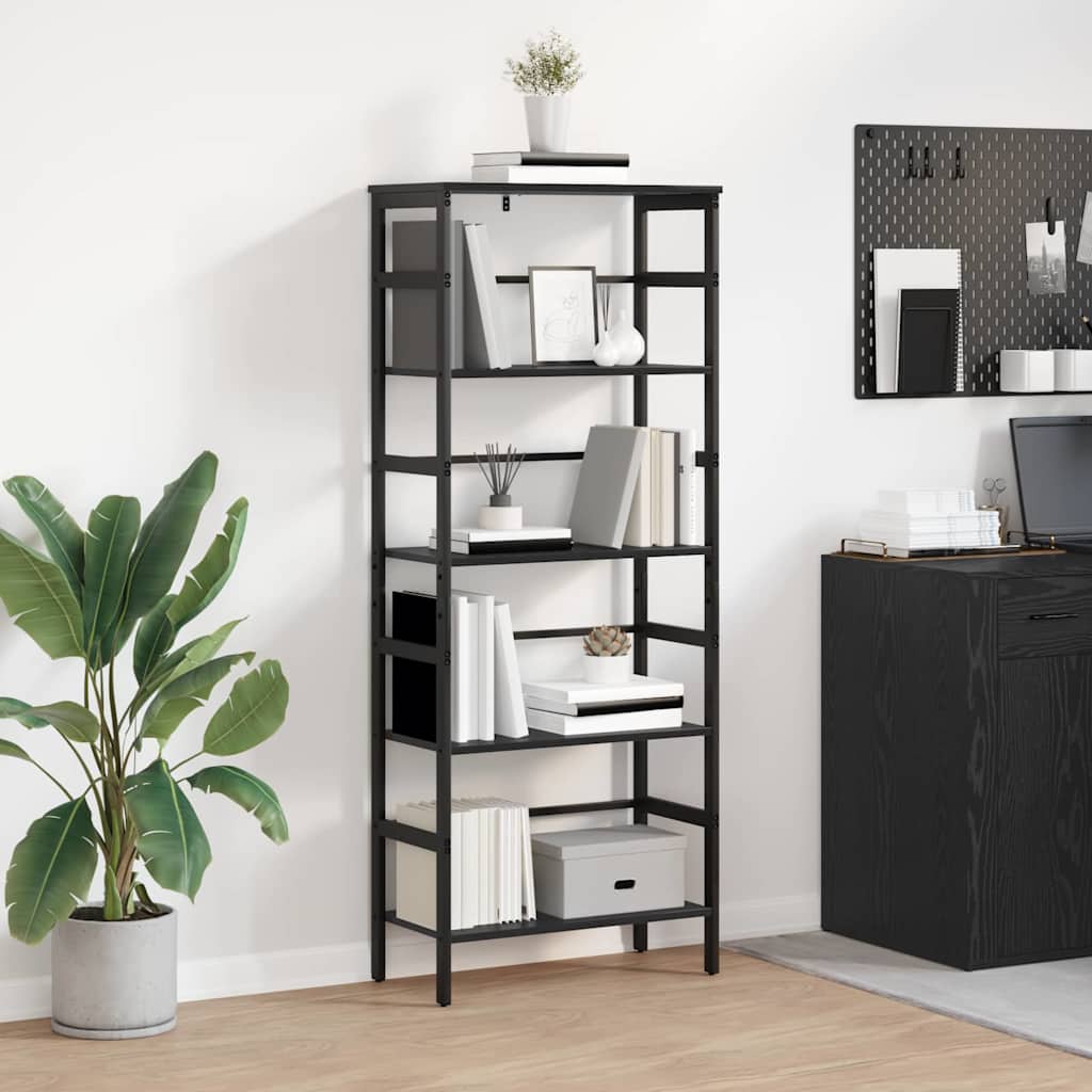 Bookshelf 4-Tier 60 x 29.5 x 149 cm Engineered Wood Black Oak