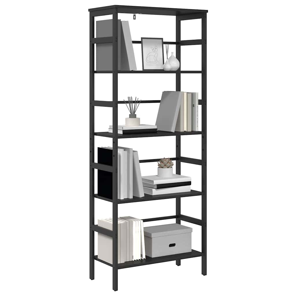 Bookshelf 4-Tier 60 x 29.5 x 149 cm Engineered Wood Black Oak
