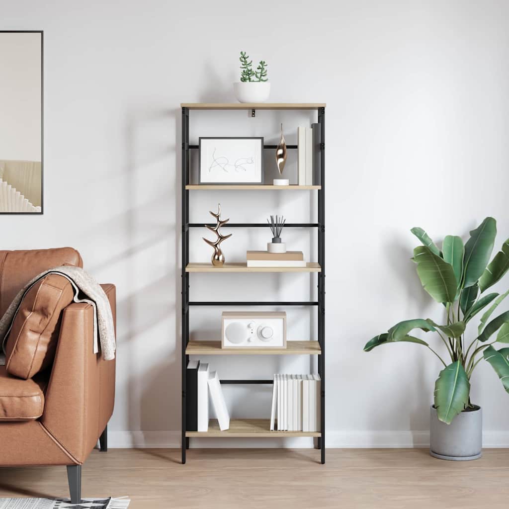 Bookshelf 4-Tier 60 x 29.5 x 149 cm Engineered Wood Sonoma Oak