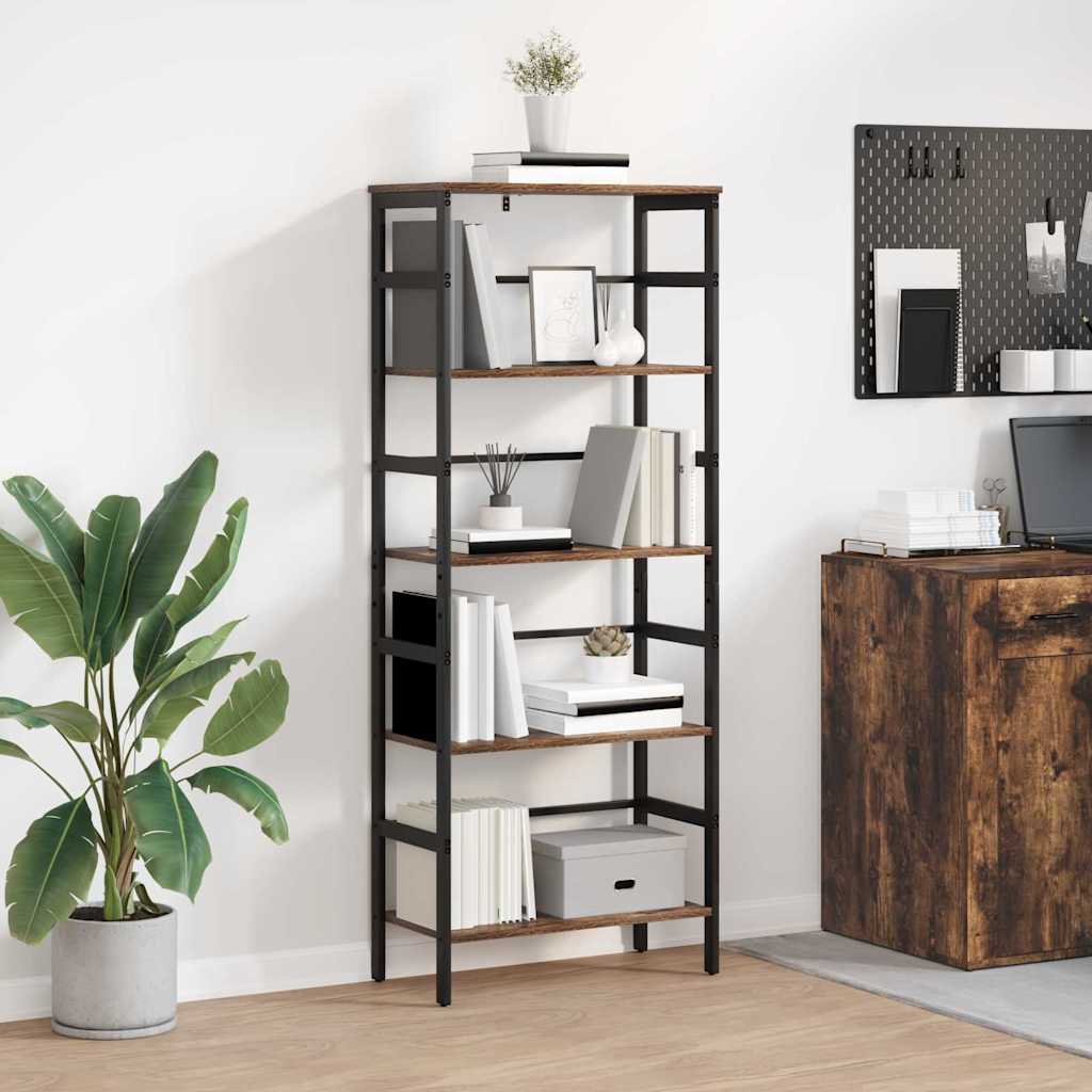 Bookshelf 4-Tier 60 x 29.5 x 149 cm Engineered Wood Smoked Oak