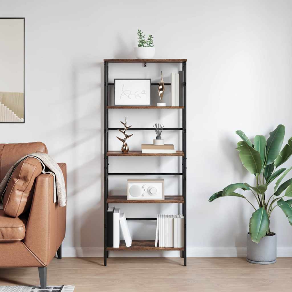 Bookshelf 4-Tier 60 x 29.5 x 149 cm Engineered Wood Smoked Oak