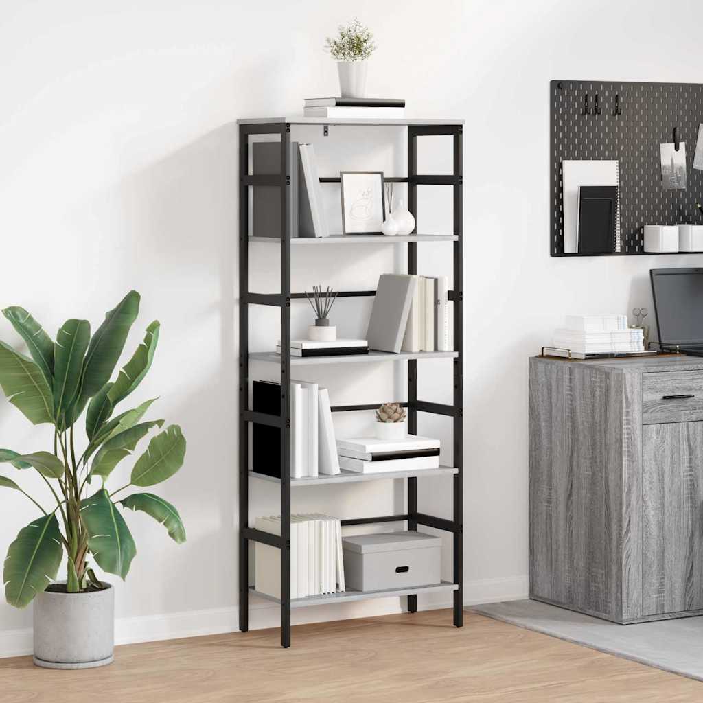 Bookshelf 4-Tier 60 x 29.5 x 149 cm Engineered Wood Grey Sonoma
