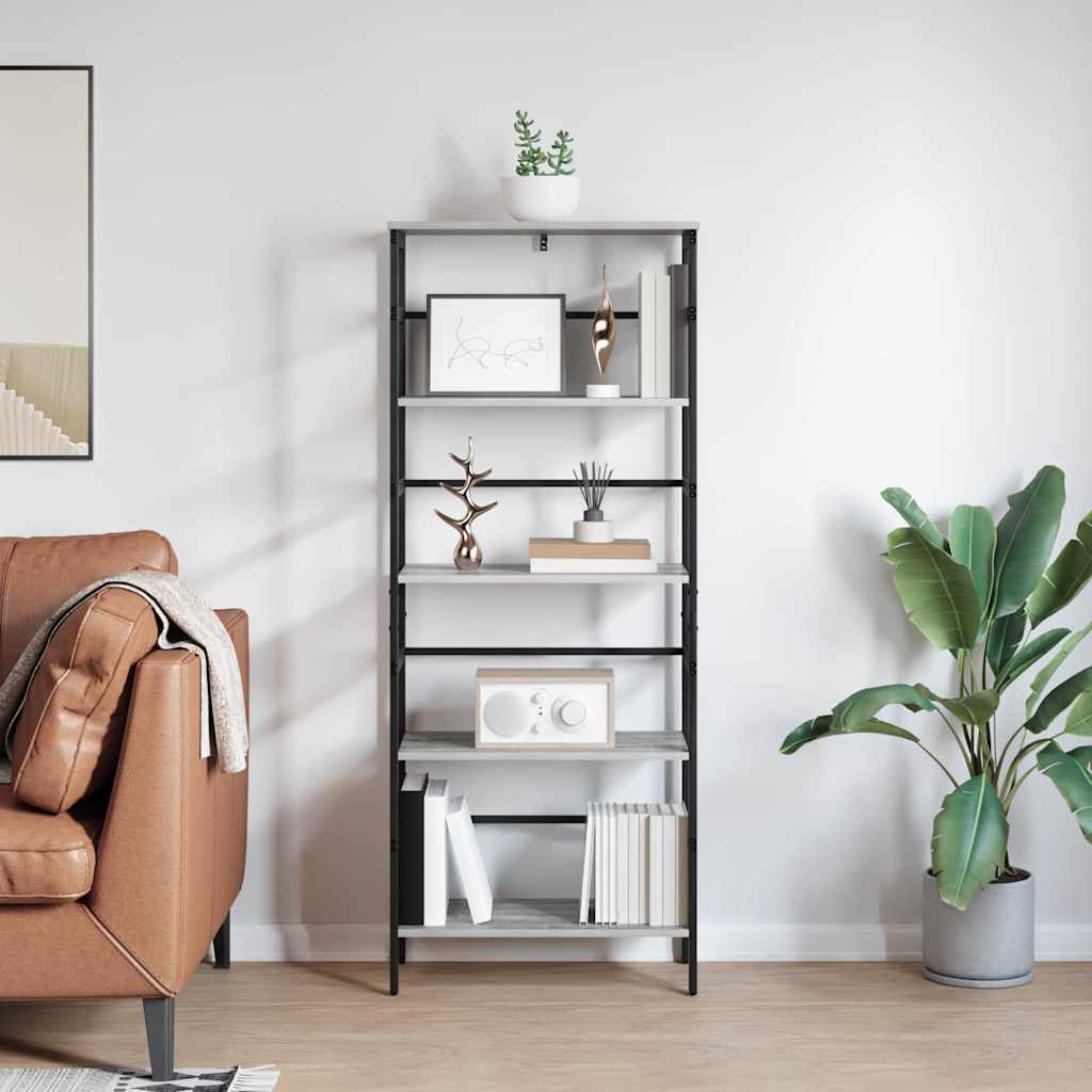 Bookshelf 4-Tier 60 x 29.5 x 149 cm Engineered Wood Grey Sonoma
