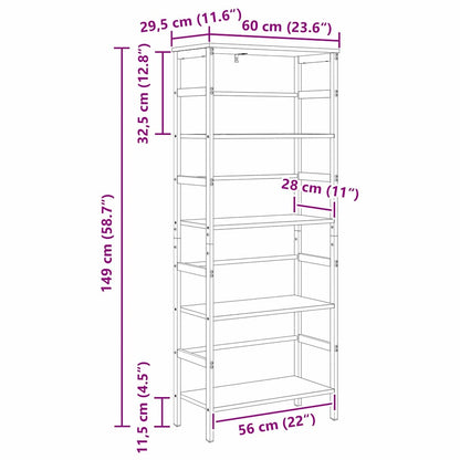 Bookshelf Old Wood 60 x 29.5 x 149 cm Engineered Wood