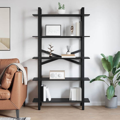 Bookshelf 5-Tier 100 x 33.5 x 178 cm Engineered Wood Black Oak