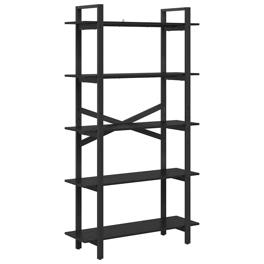Bookshelf 5-Tier 100 x 33.5 x 178 cm Engineered Wood Black Oak