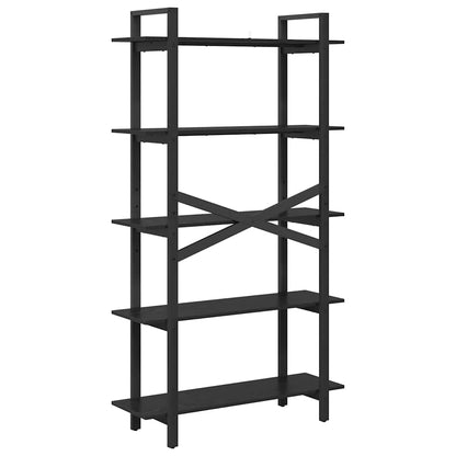 Bookshelf 5-Tier 100 x 33.5 x 178 cm Engineered Wood Black Oak