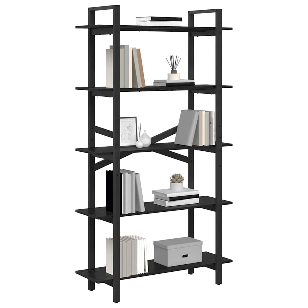 Bookshelf 5-Tier 100 x 33.5 x 178 cm Engineered Wood Black Oak
