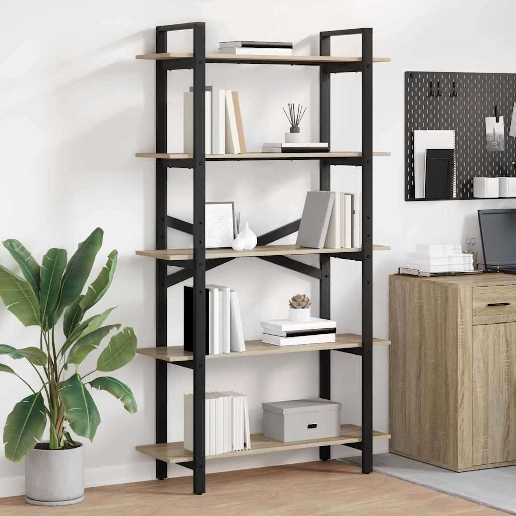 Bookshelf 5-Tier 100 x 33.5 x 178 cm Engineered Wood Sonoma Oak
