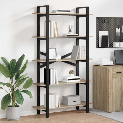 Bookshelf 5-Tier 100 x 33.5 x 178 cm Engineered Wood Sonoma Oak