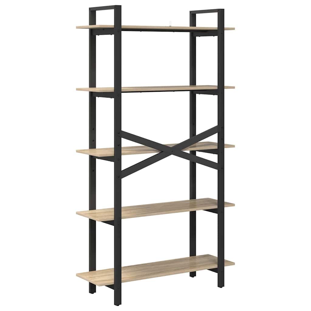 Bookshelf 5-Tier 100 x 33.5 x 178 cm Engineered Wood Sonoma Oak