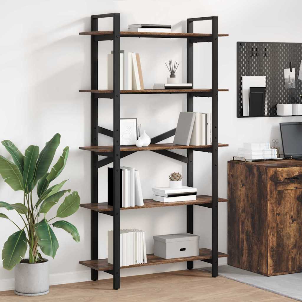 Bookshelf 5-Tier 100 x 33.5 x 178 cm Engineered Wood Smoked Oak
