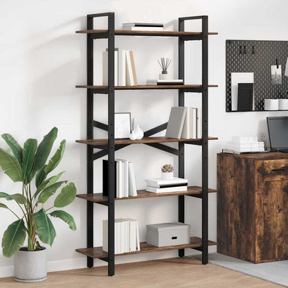 Bookshelf 5-Tier 100 x 33.5 x 178 cm Engineered Wood Smoked Oak